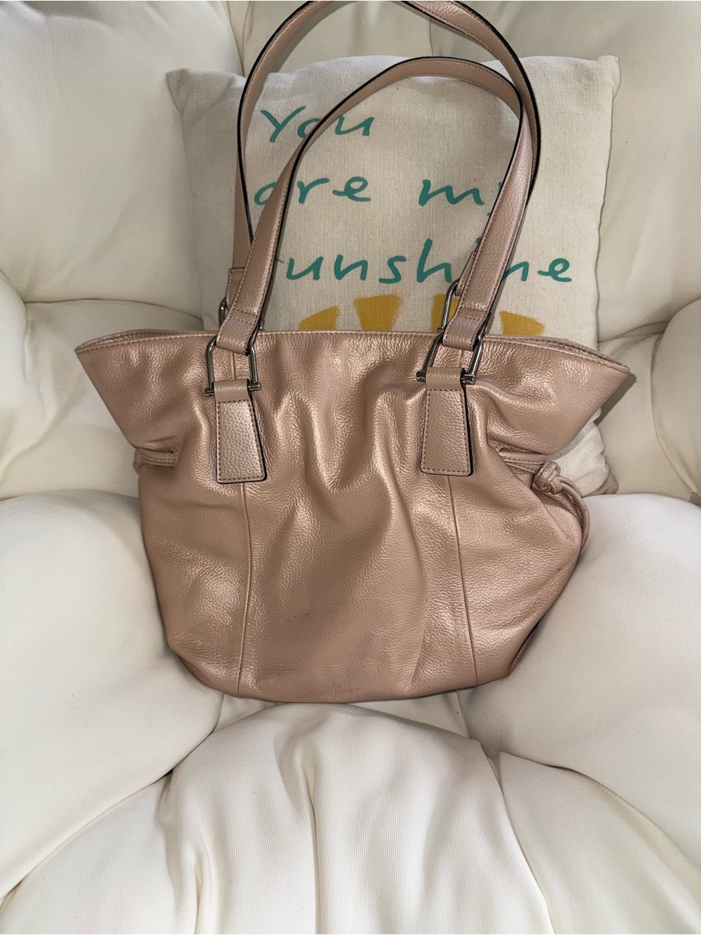 Tignanello Y2K  Rose Gold Leather Hobo Tote